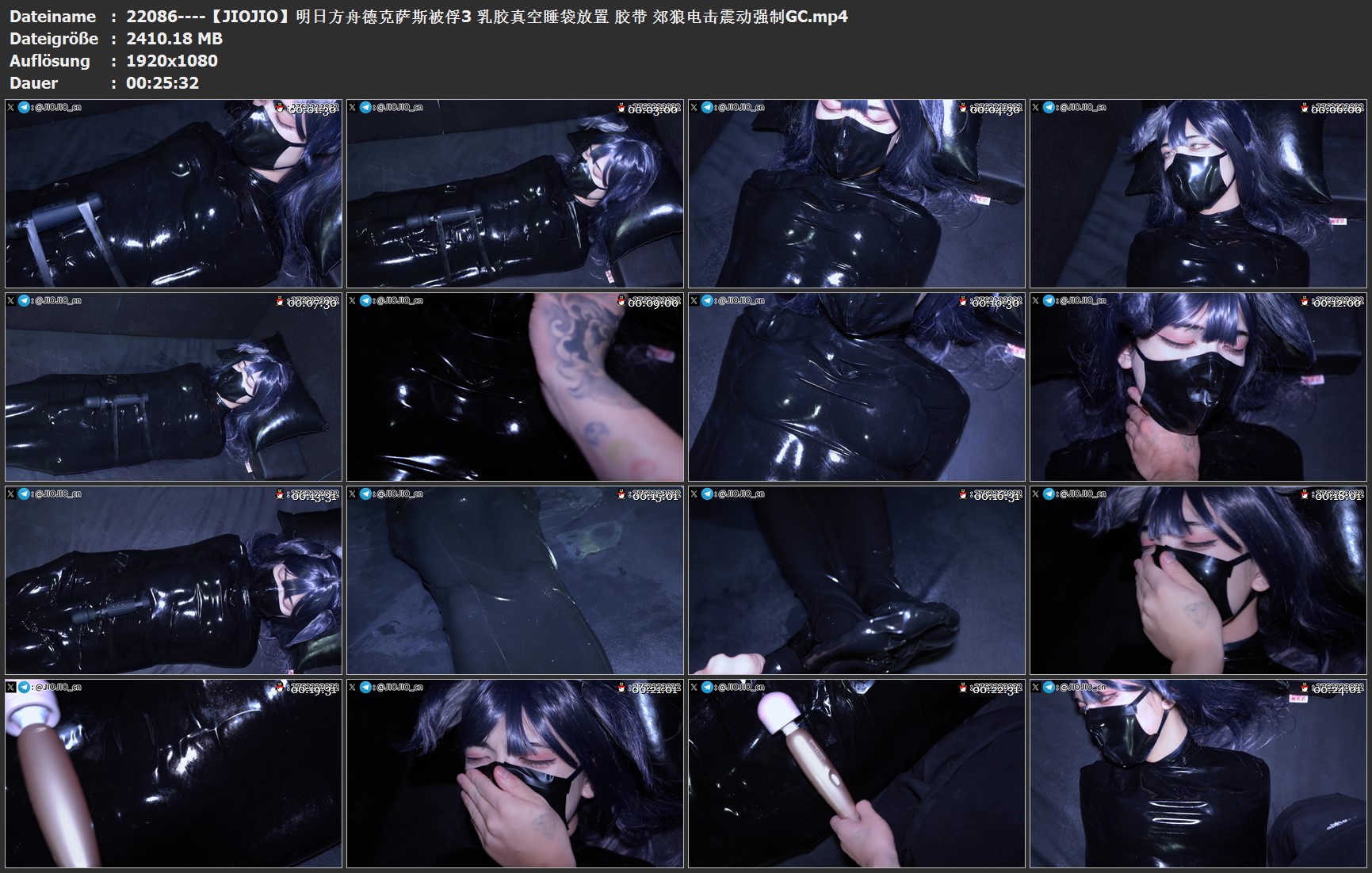 22086----【JIOJIO】明日方舟德克萨斯被俘3 乳胶真空睡袋放置 胶带 郊狼电击震动强制GC.jpg
