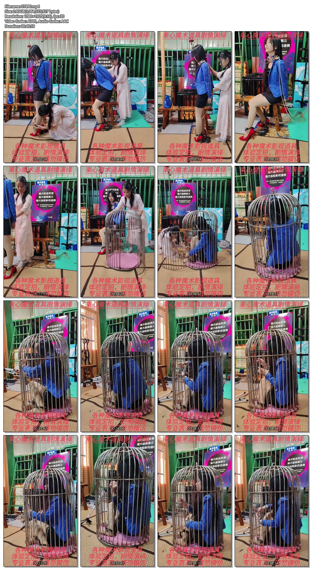 37890----【束心工作室】小雨职业装，项圈手拷砝码脚镣，金属鸟笼逃脱游戏剧情.jpg