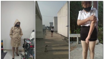 【可乐inrey】午休时间，户外日式捆绑+口球+高跟配脚铐+手铐+棒棒怼+失禁+口bao