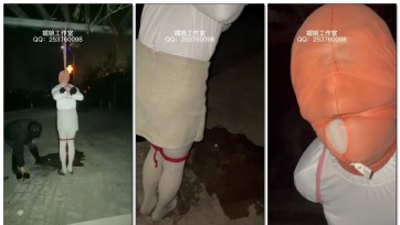 【媚娘工作室】户外路边吊绑，踩冰