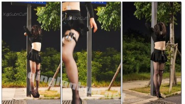 【Sub咔咔】户外头顶背铐在路牌上郊狼电击SubM