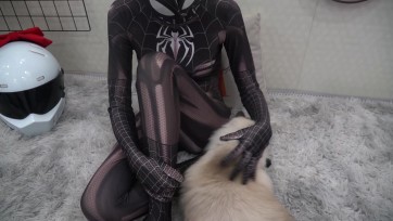 【豆子原创】束缚女蜘蛛侠，口球堵嘴绷带木乃伊，口水直流