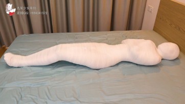 【九尾少女】小九尾绷带木乃伊多层全包初体验，白丝体操服，封闭双眼与听觉，多层绷带包头呼吸抑制，全包木乃伊封闭禁锢！