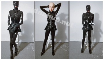 【zentai】黑色全包胶衣+嘴套头套