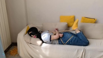 【JS】【诗彤】龟甲股绳驷马捆绑 棉袜 蒙眼 超大口球堵嘴